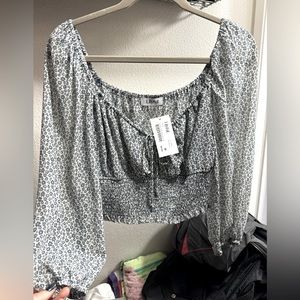 NWT Floral Smock Crop Top